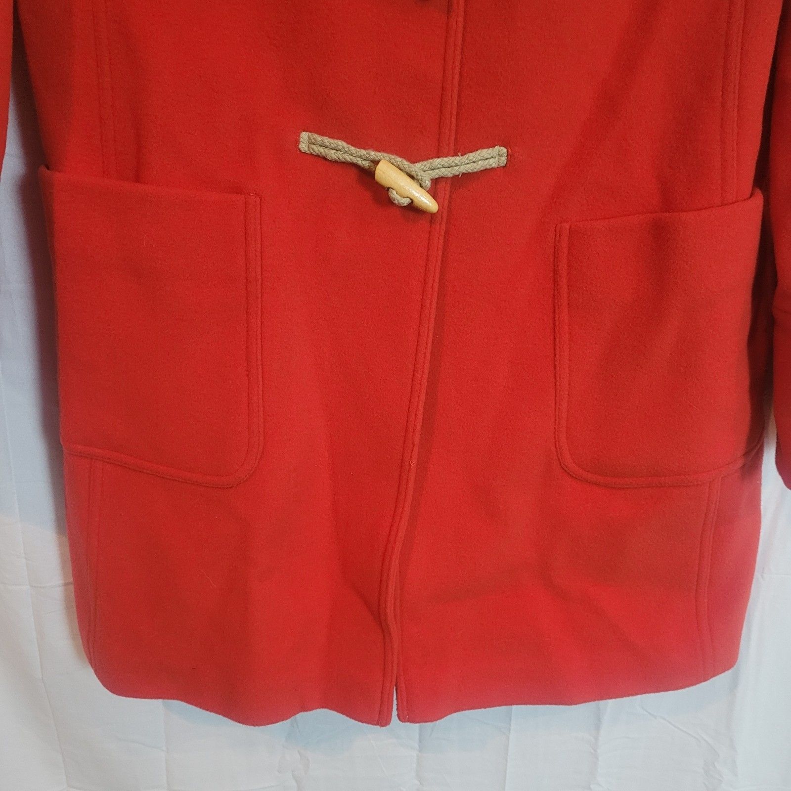 Moda International Wool Toggle Peacoat Women's Medium Orange Red Coat Y2k Nwot — image 6 of 8